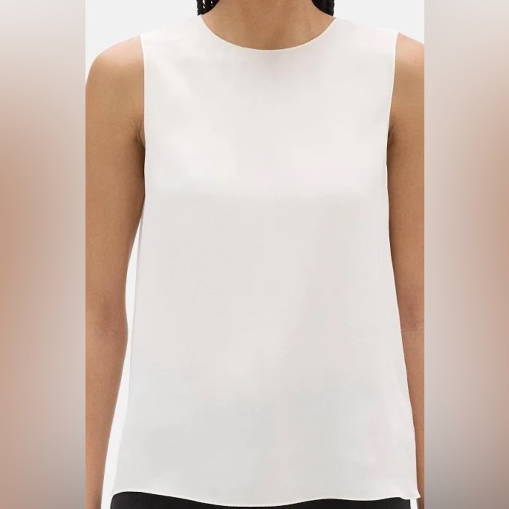 Theory Core Stretch Silk Shell in Ivory (XL)